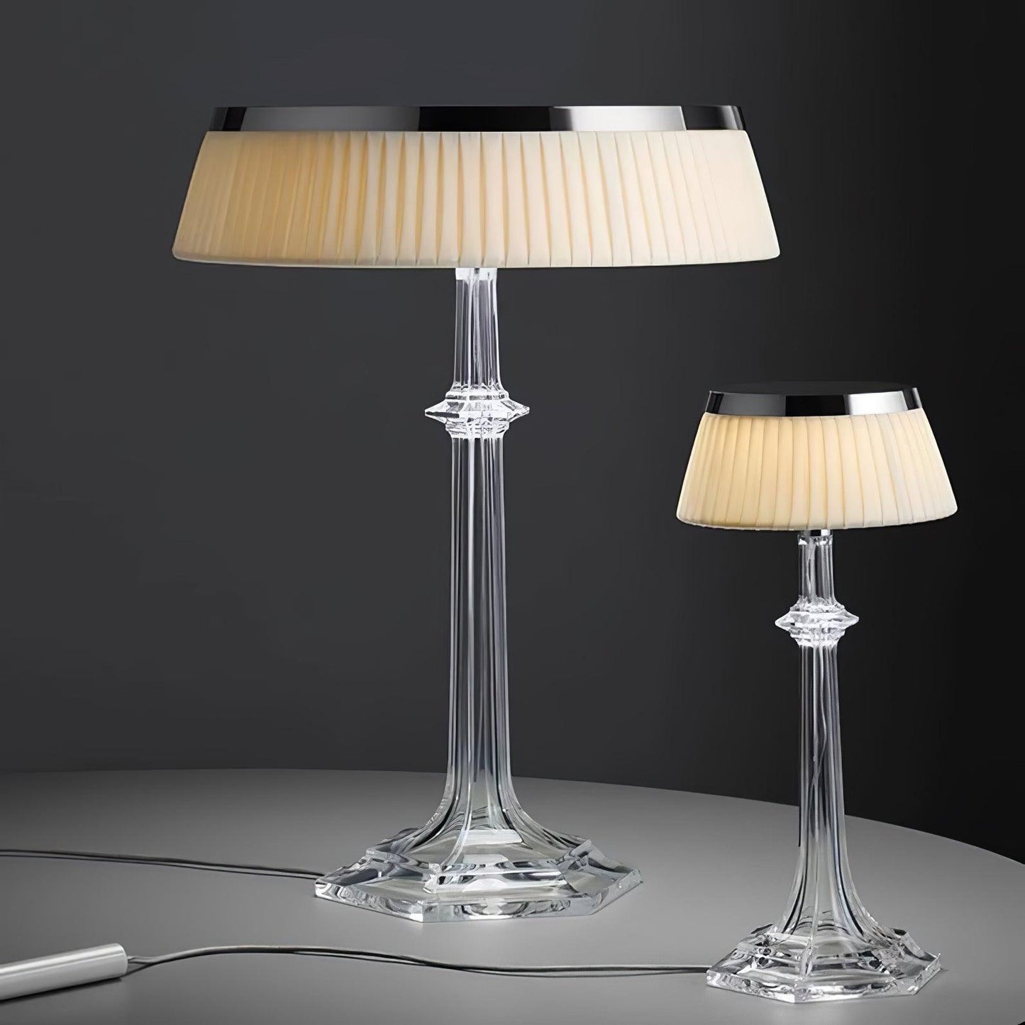 Versailles Table Lamp | Metal & Glass | Chrome Finish, White Shade