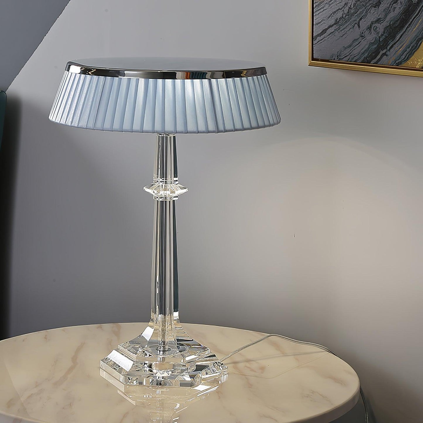 Versailles Table Lamp | Metal & Glass | Chrome Finish, White Shade