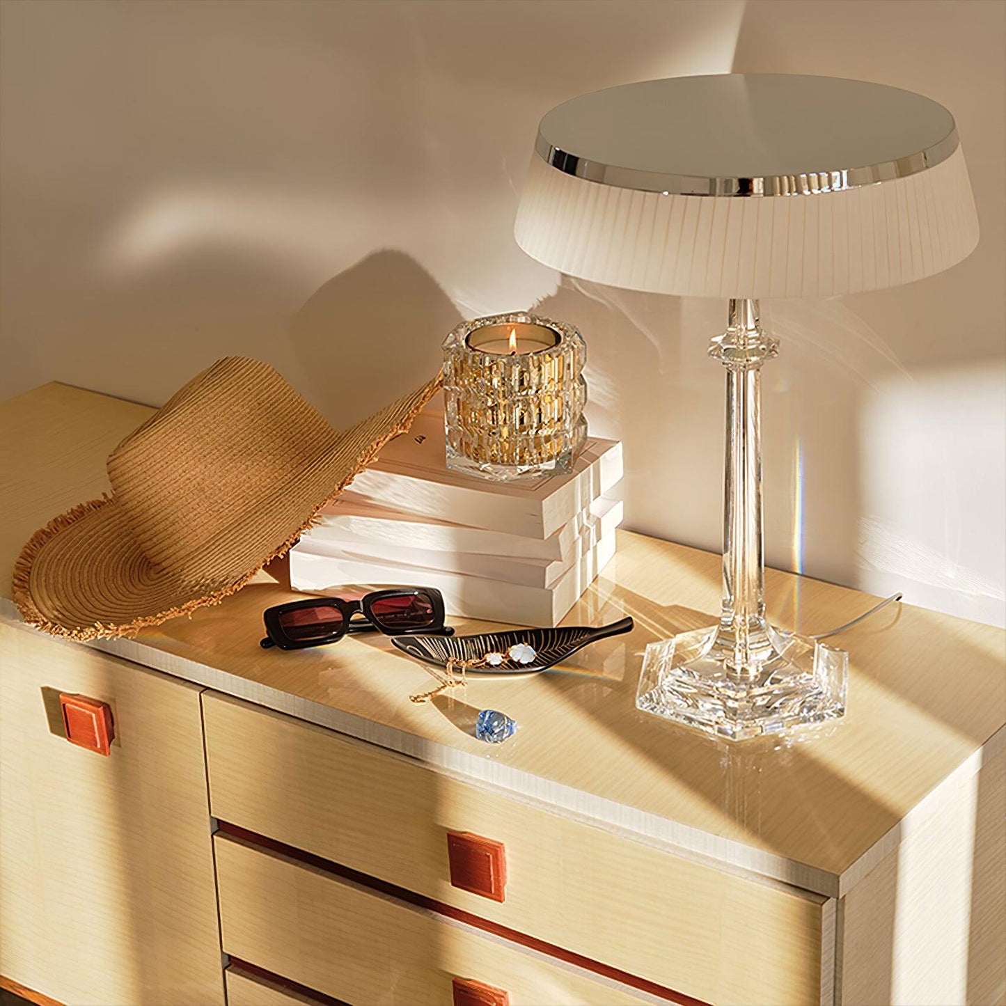 Versailles Table Lamp | Metal & Glass | Chrome Finish, White Shade