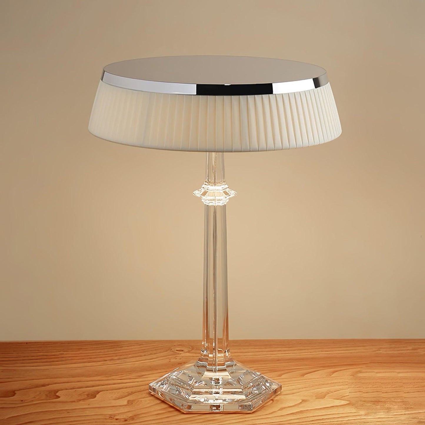 Versailles Table Lamp | Metal & Glass | Chrome Finish, White Shade