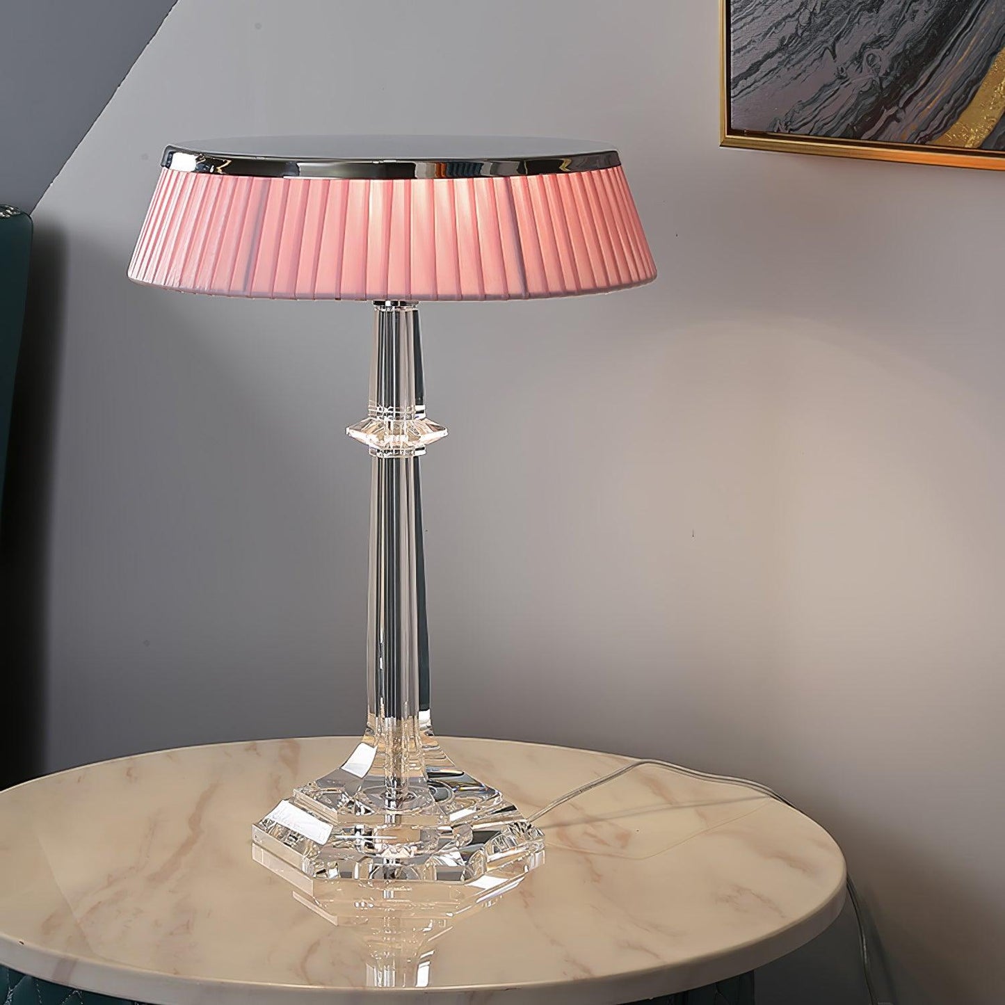 Versailles Table Lamp | Metal & Glass | Chrome Finish, White Shade