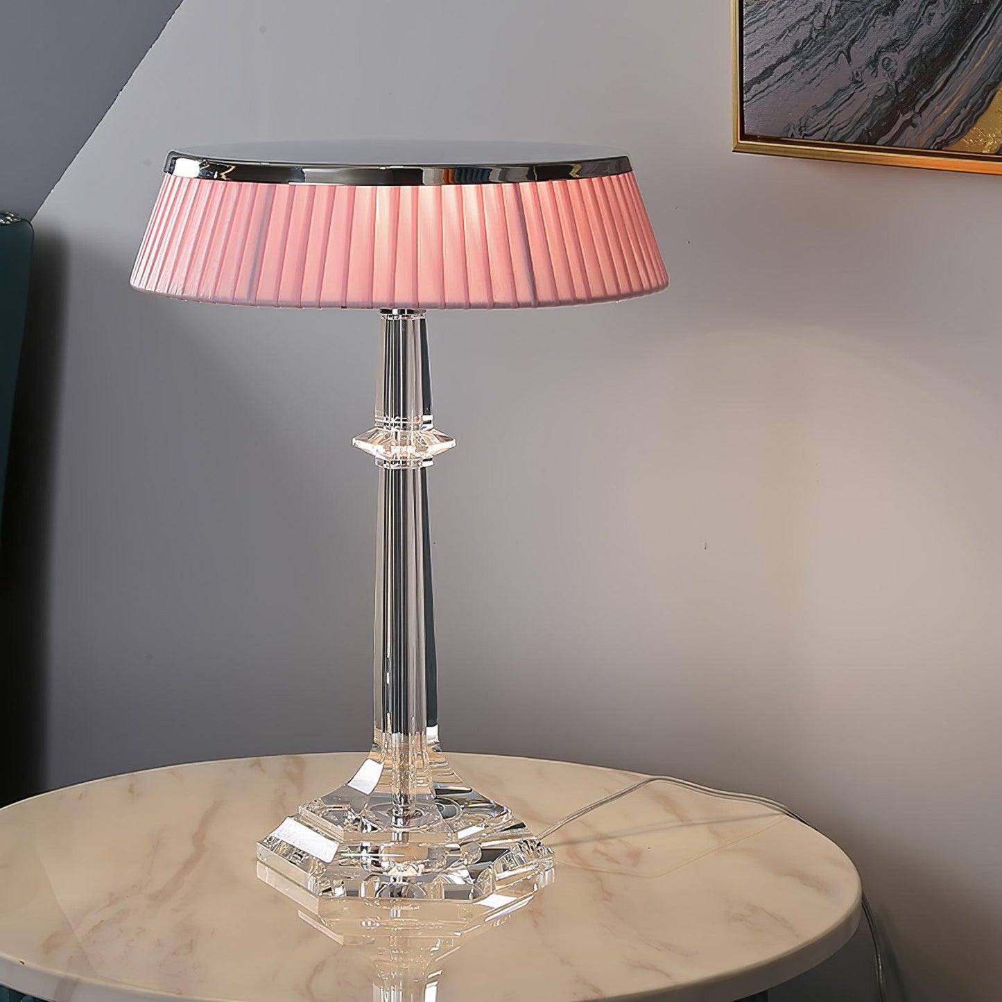 Versailles Table Lamp | Metal & Glass | Chrome Finish, White Shade
