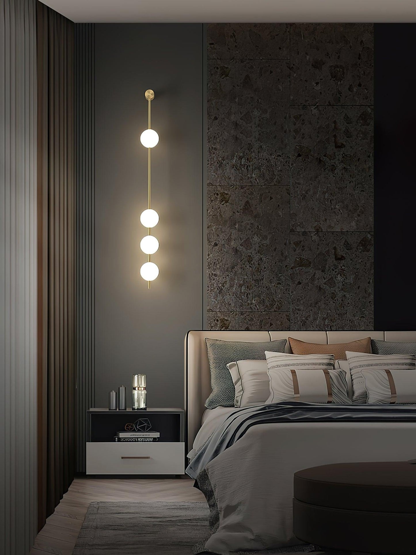 Vertical Balls Wall Lamp | Gold Brass | Set of 2