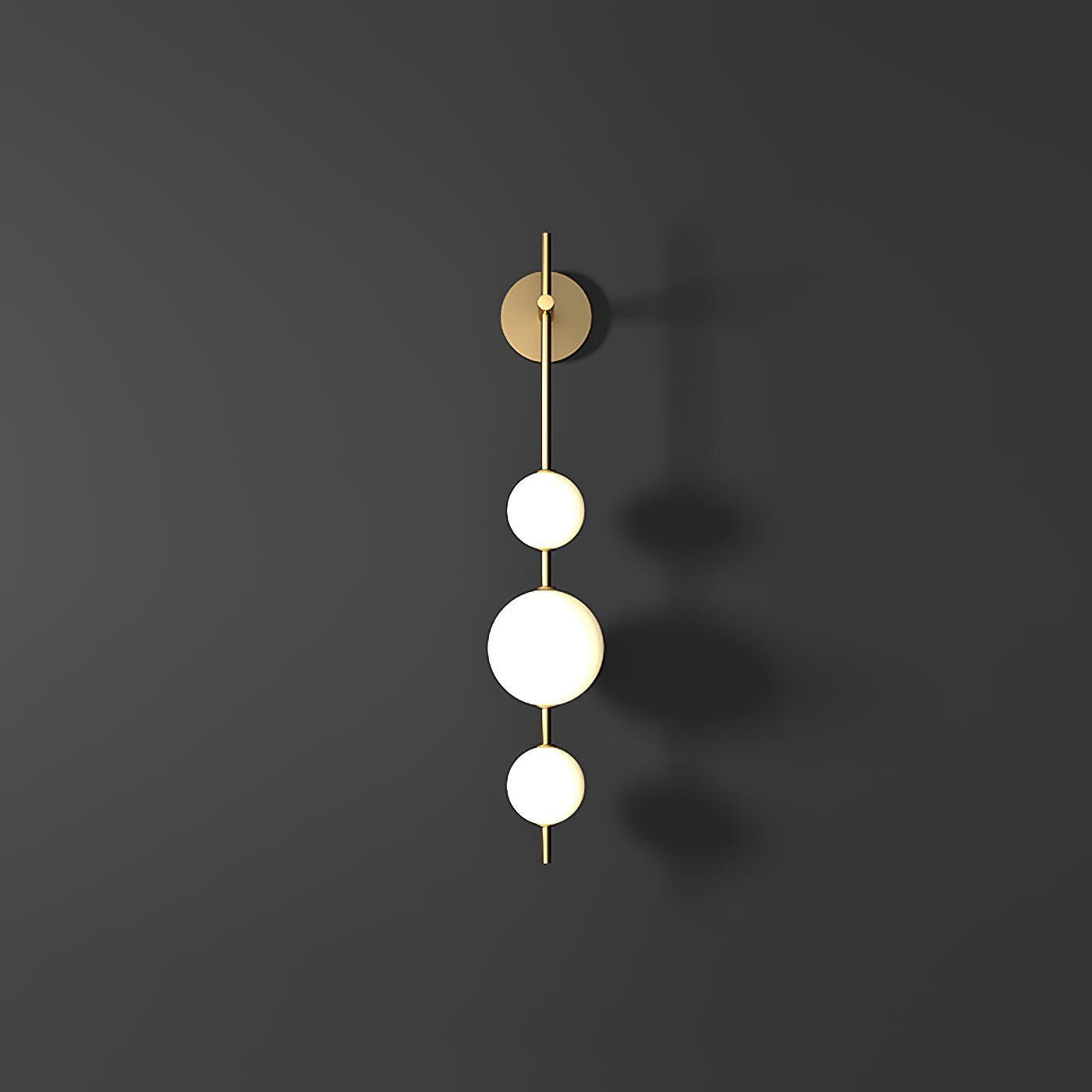 Vertical Globe Wall Lamp | Gold Metal & White Glass | Dimmable