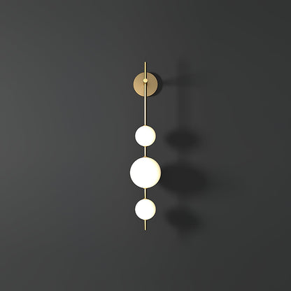 Vertical Globe Wall Lamp | Gold Metal & White Glass | Dimmable