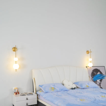 Vertical Globe Wall Lamp | Gold Metal & White Glass | Dimmable