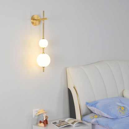 Vertical Globe Wall Lamp | Gold Metal & White Glass | Dimmable