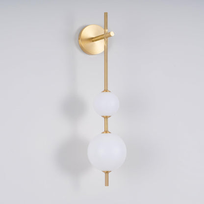 Vertical Globe Wall Lamp | Gold Metal & White Glass | Dimmable