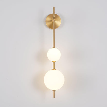 Vertical Globe Wall Lamp | Gold Metal & White Glass | Dimmable