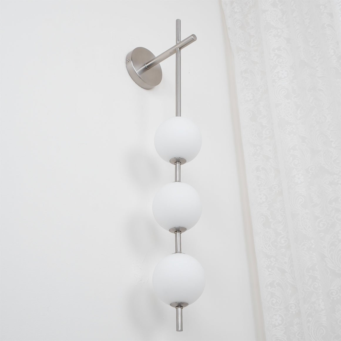 Vertical Globe Wall Lamp | Gold Metal & White Glass | Dimmable
