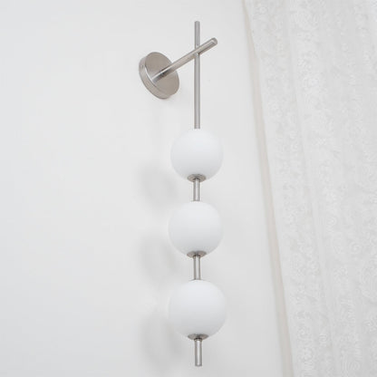 Vertical Globe Wall Lamp | Gold Metal & White Glass | Dimmable