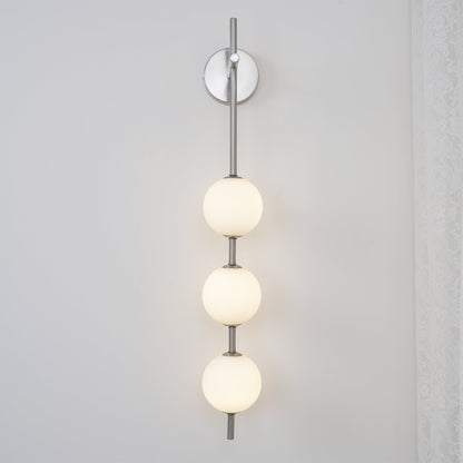 Vertical Globe Wall Lamp | Gold Metal & White Glass | Dimmable