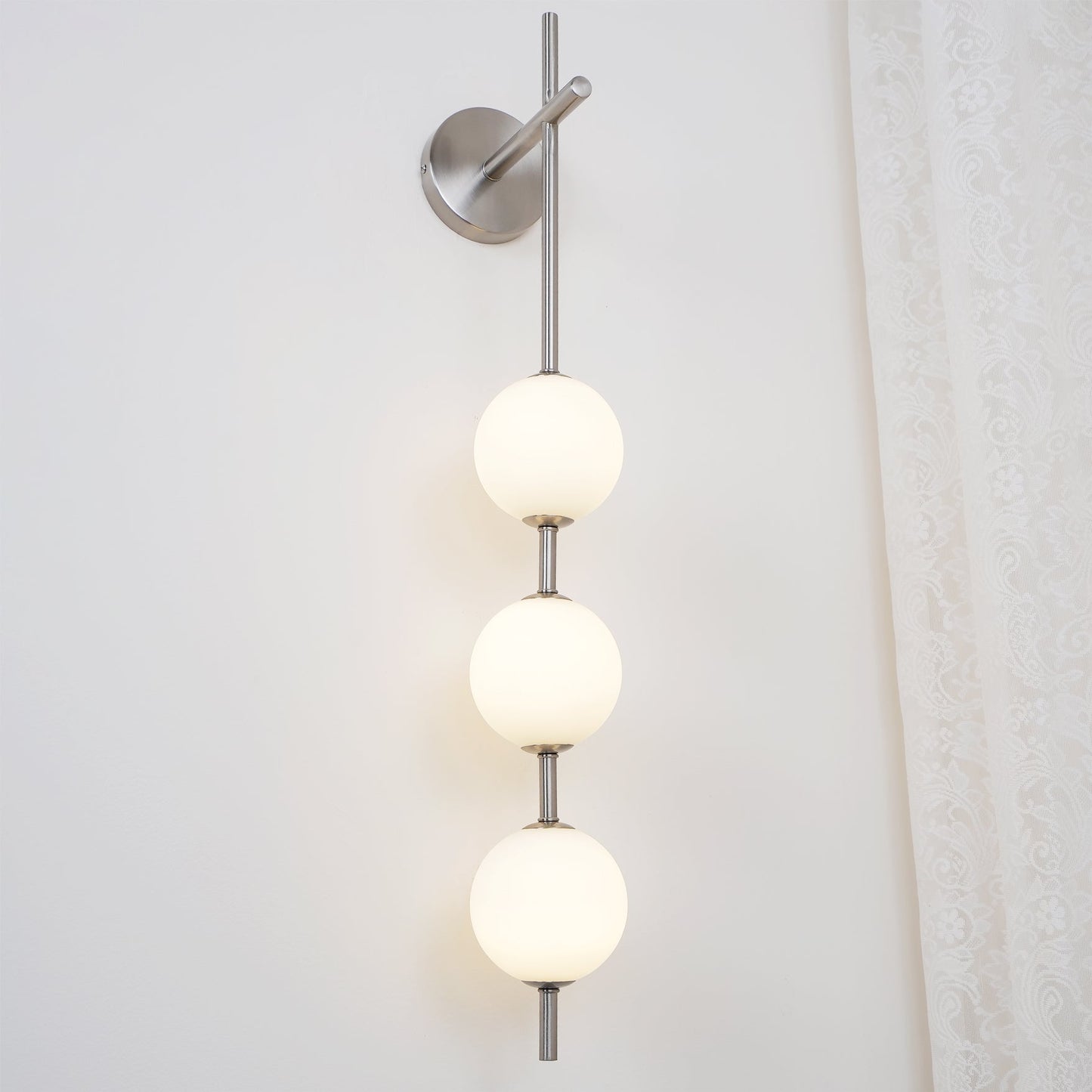 Vertical Globe Wall Lamp | Gold Metal & White Glass | Dimmable
