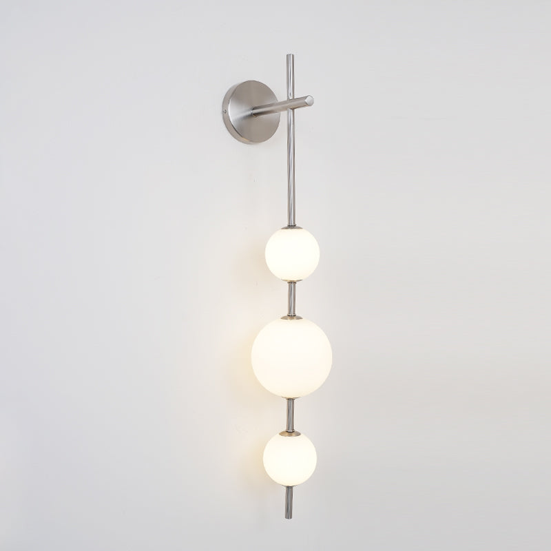 Vertical Globe Wall Lamp | Gold Metal & White Glass | Dimmable