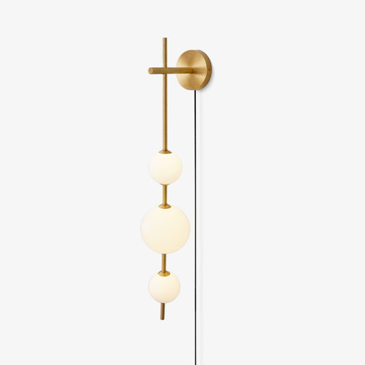Vertical Globe Wall Lamp | Brass & Metal | Matte White Glass Shade