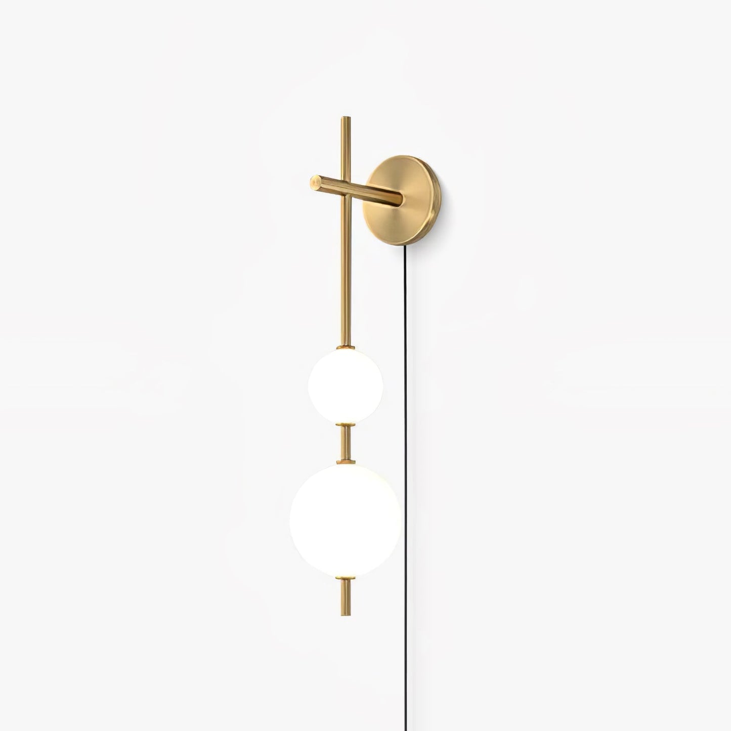 Vertical Globe Wall Lamp | Brass & Metal | Matte White Glass Shade