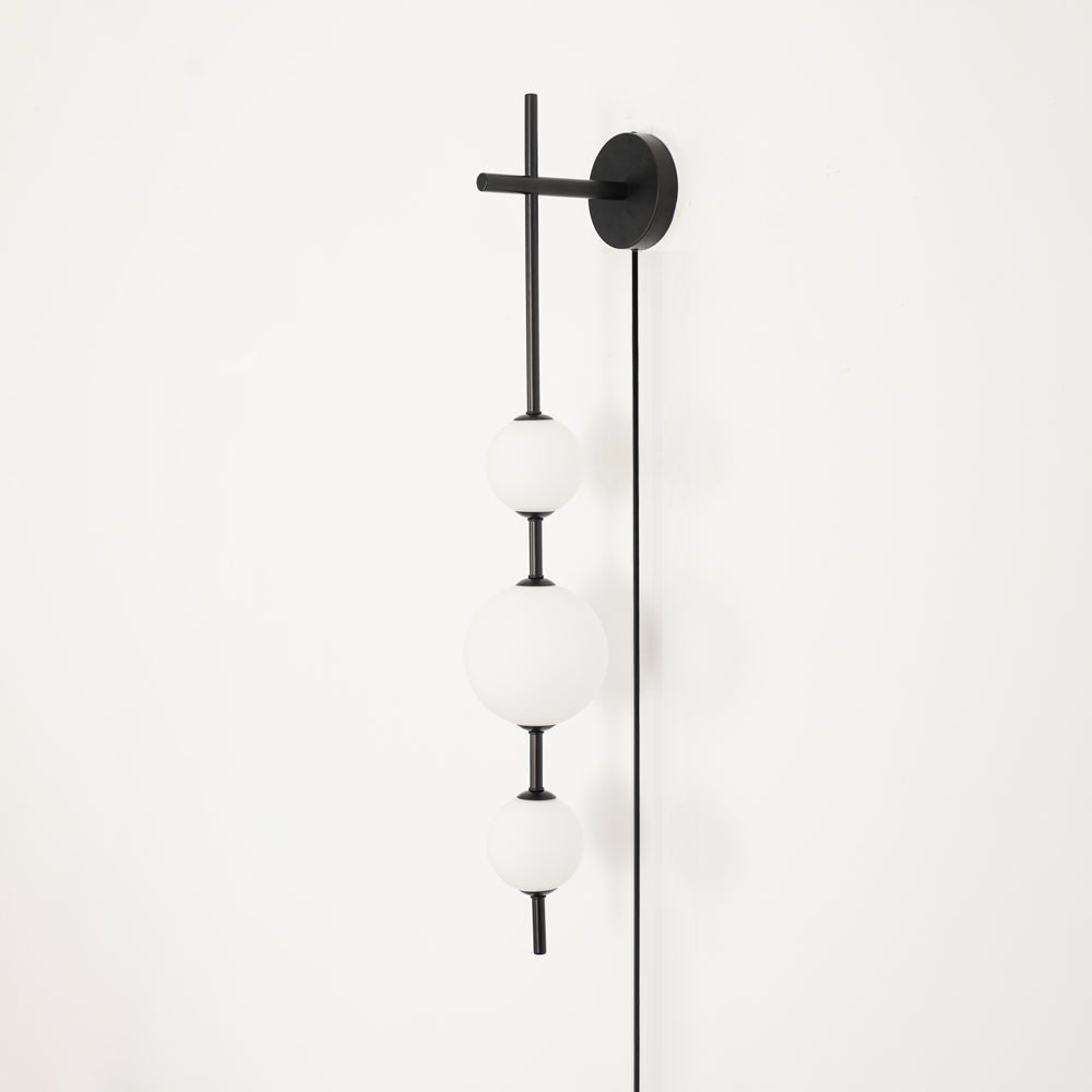 Vertical Globe Wall Lamp | Brass & Metal | Matte White Glass Shade