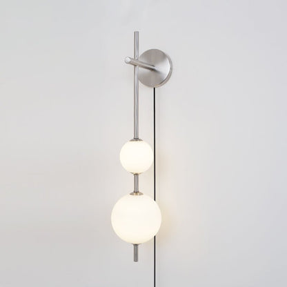Vertical Globe Wall Lamp | Brass & Metal | Matte White Glass Shade