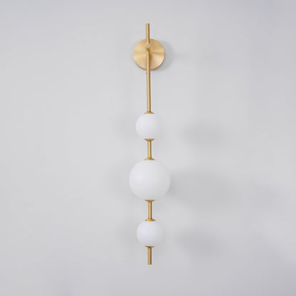 Vertical Globe Wall Lamp | Gold Metal & White Glass | Dimmable