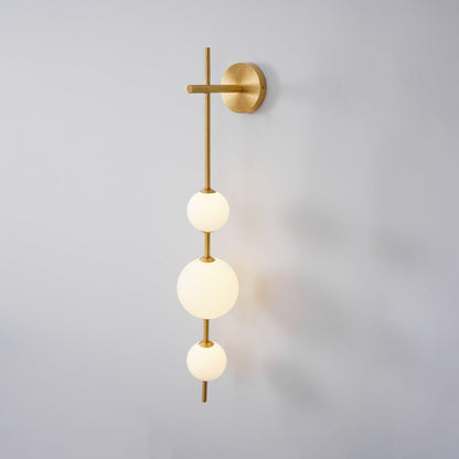 Vertical Globe Wall Lamp | Gold Metal & White Glass | Dimmable