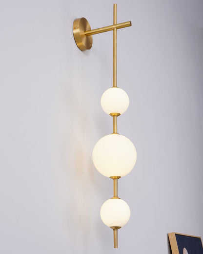 Vertical Globe Wall Lamp | Gold Metal & White Glass | Dimmable