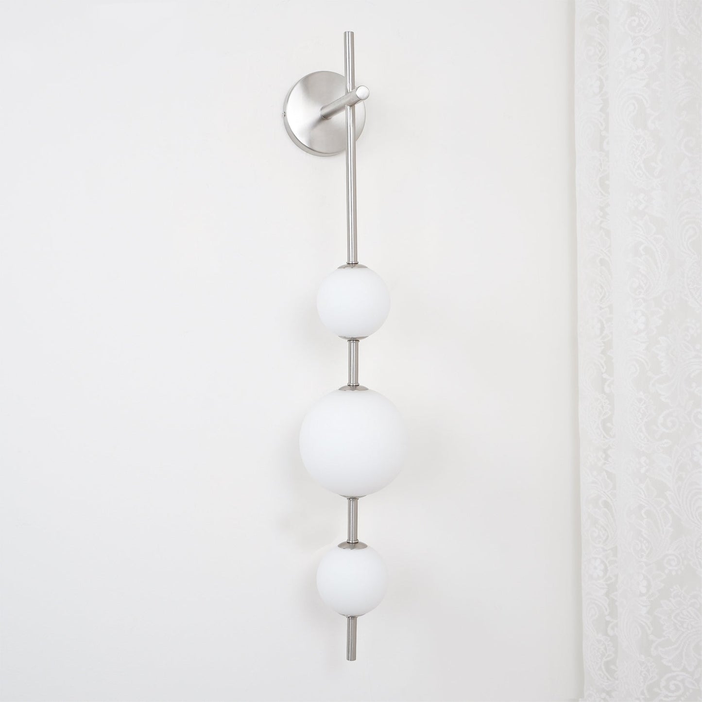 Vertical Globe Wall Lamp | Gold Metal & White Glass | Dimmable