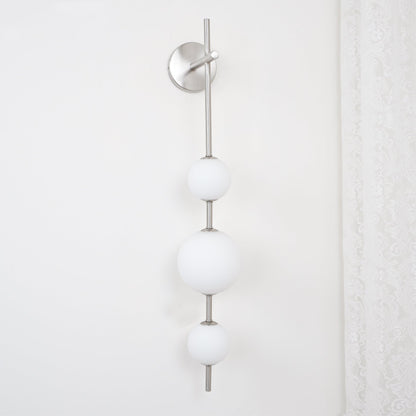 Vertical Globe Wall Lamp | Gold Metal & White Glass | Dimmable