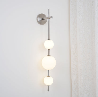 Vertical Globe Wall Lamp | Gold Metal & White Glass | Dimmable
