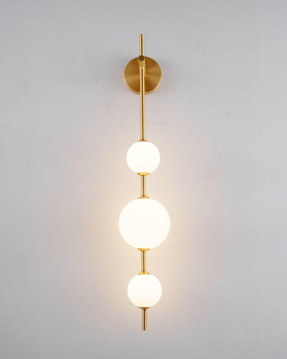 Vertical Globe Wall Lamp | Gold Metal & White Glass | Dimmable
