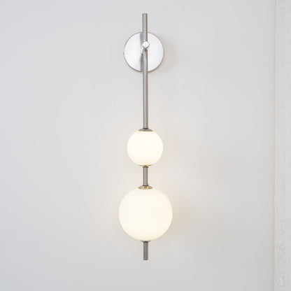 Vertical Globe Wall Lamp | Gold Metal & White Glass | Dimmable