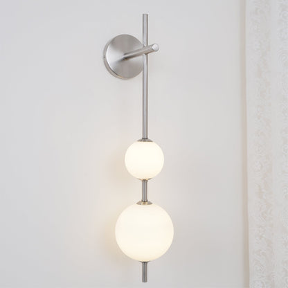 Vertical Globe Wall Lamp | Gold Metal & White Glass | Dimmable