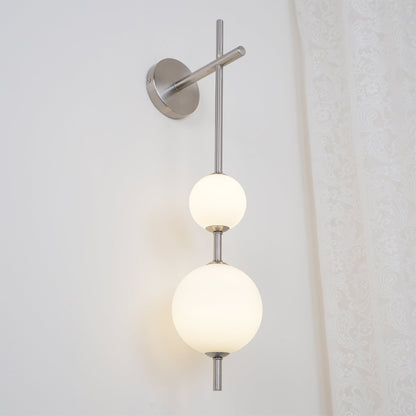 Vertical Globe Wall Lamp | Gold Metal & White Glass | Dimmable