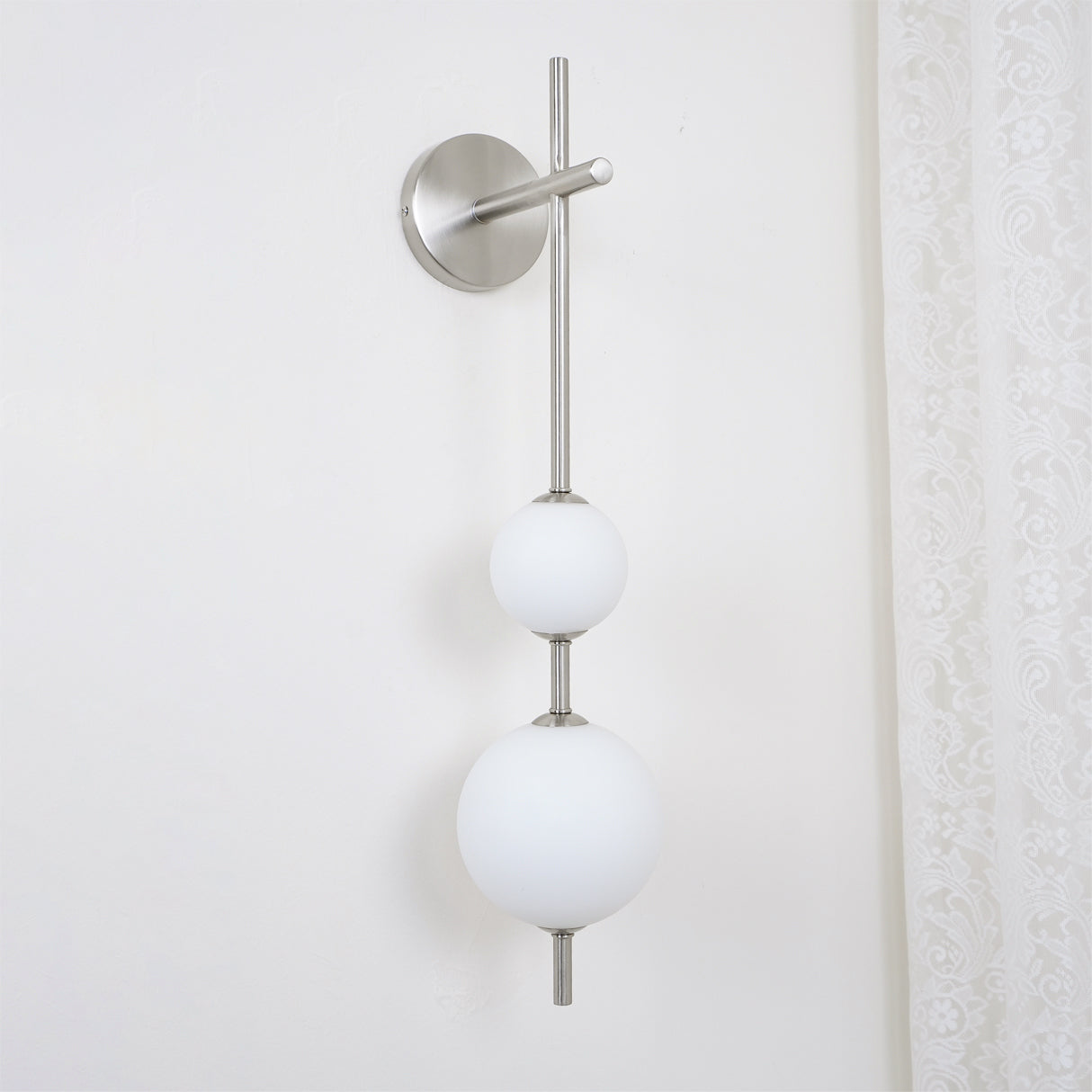 Vertical Globe Wall Lamp | Gold Metal & White Glass | Dimmable