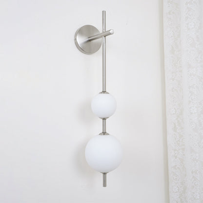 Vertical Globe Wall Lamp | Gold Metal & White Glass | Dimmable