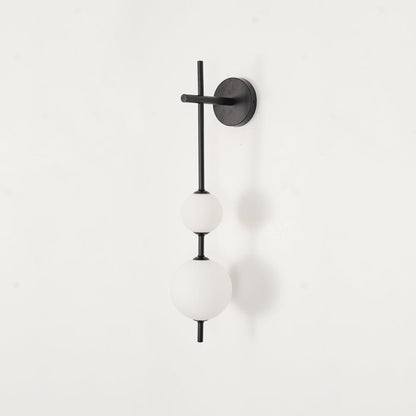 Vertical Globe Wall Lamp | Gold Metal & White Glass | Dimmable