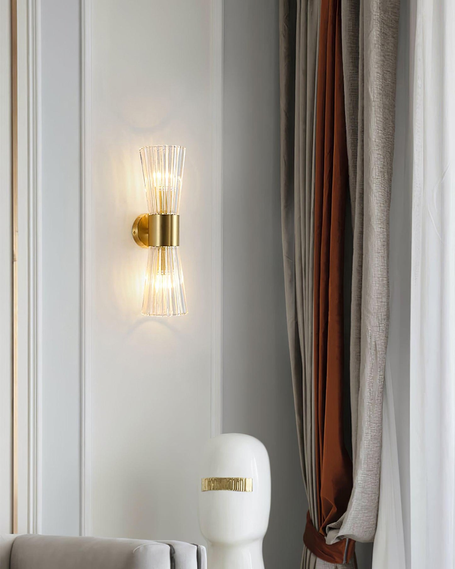 Vesta Wall Lamp Set | Iron & Crystal | Gold Finish | 2 Pieces