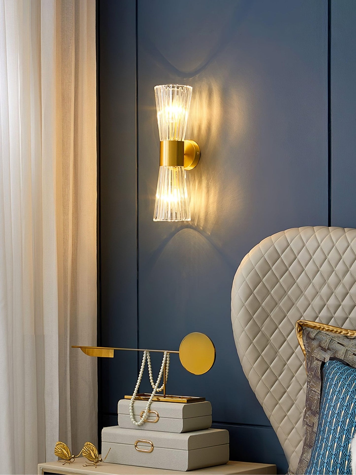 Vesta Wall Lamp Set | Iron & Crystal | Gold Finish | 2 Pieces