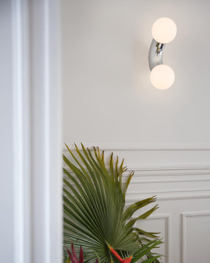 Vine Wall Lamp | Chrome Arc with Glass Globes | Indoor Lighting
