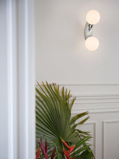 Vine Wall Lamp | Chrome Arc with Glass Globes | Indoor Lighting