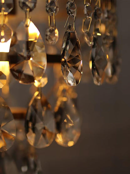 Vintage Crystal Table Lamp | Clear Crystals & Copper Plating | 20cm Diameter