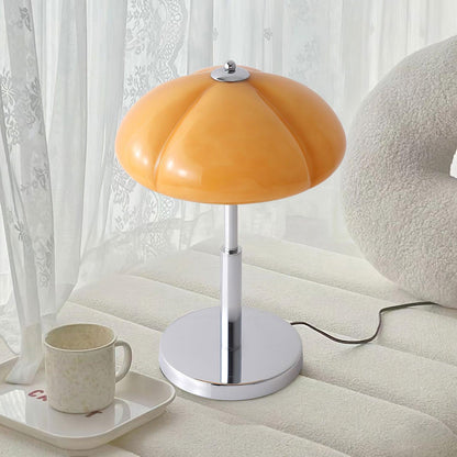 Bauhaus Table Lamp | Amber Glass Shade | Chrome Finish