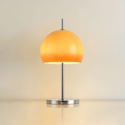Bauhaus Table Lamp | Amber Glass Shade | Chrome Finish