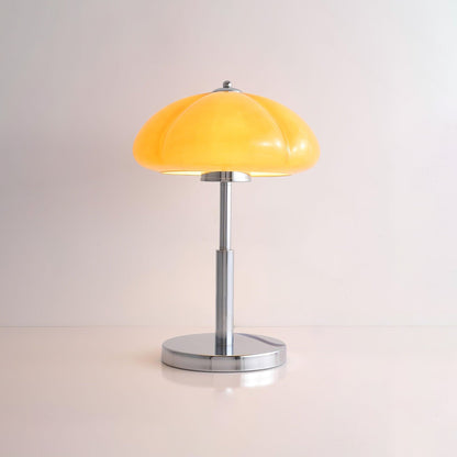 Bauhaus Table Lamp | Amber Glass Shade | Chrome Finish