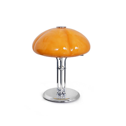Bauhaus Table Lamp | Amber Glass Shade | Chrome Finish