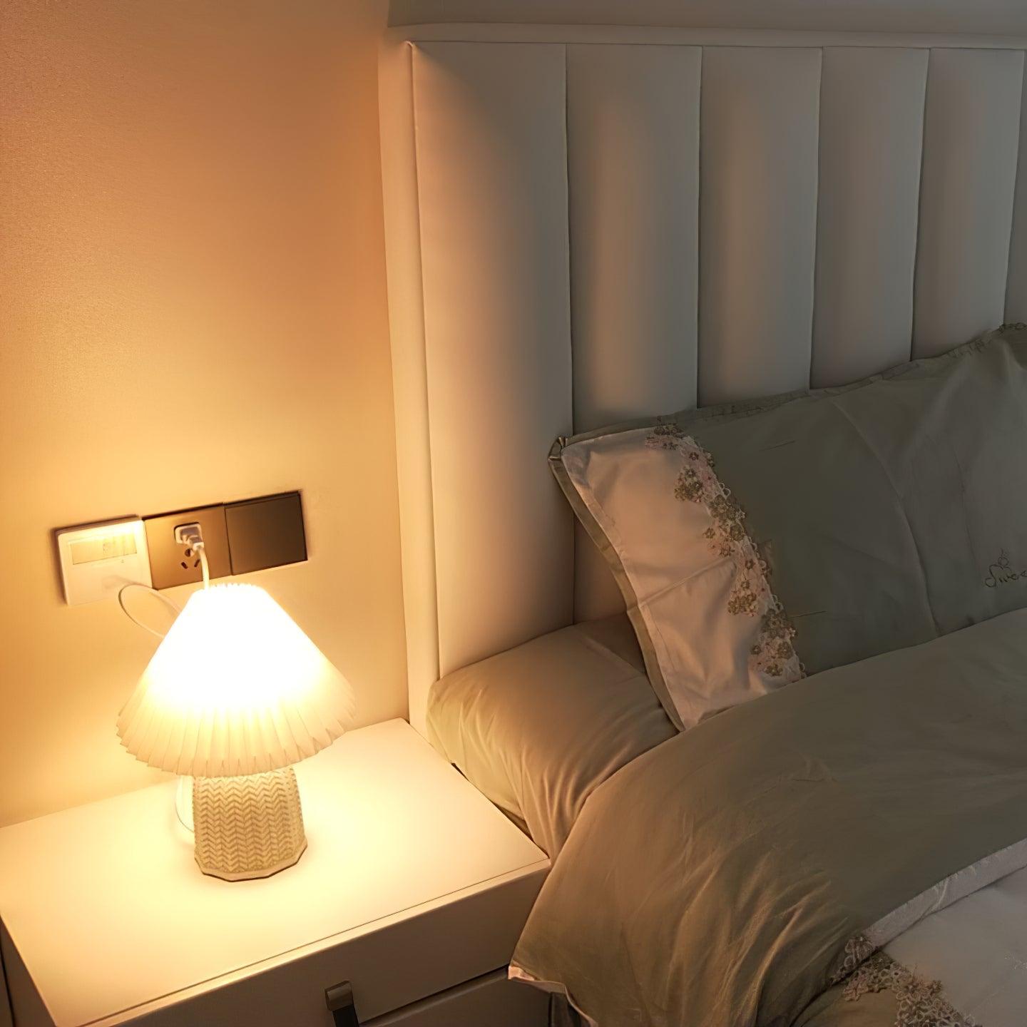 Vintage Table Lamp | Ceramic & Fabric | Light Green & Beige