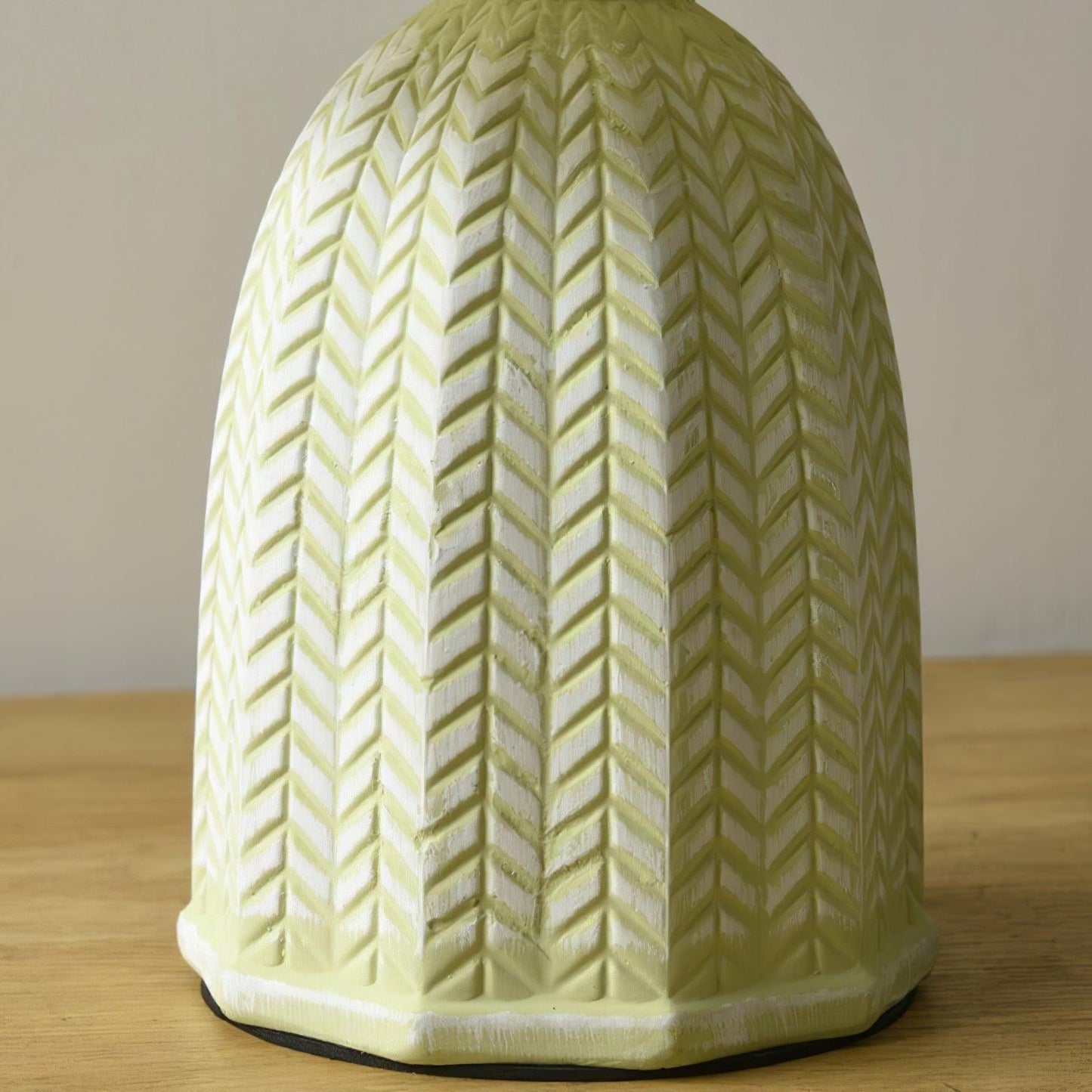 Vintage Table Lamp | Ceramic & Fabric | Light Green & Beige