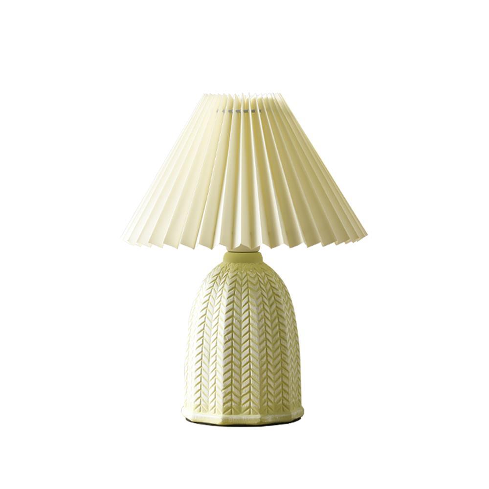 Vintage Table Lamp | Ceramic & Fabric | Light Green & Beige