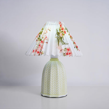 Vintage Table Lamp | Ceramic & Fabric | Light Green & Beige