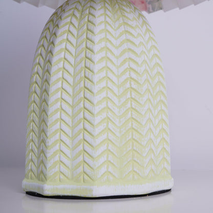Vintage Table Lamp | Ceramic & Fabric | Light Green & Beige