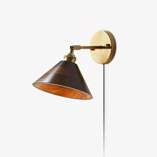 Vintage Wall Lamp | Natural Walnut & Brass | Indoor Lighting